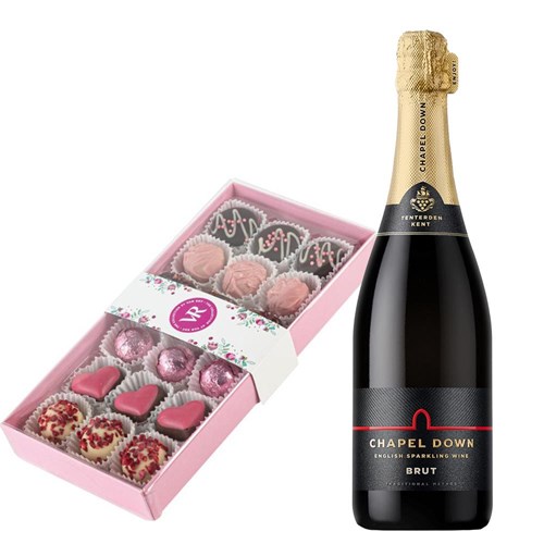 Chapel Down Brut English Sparkling 75cl and Lindt Lindor Gold Bunny & Milk Chocolate Easter Egg 115G